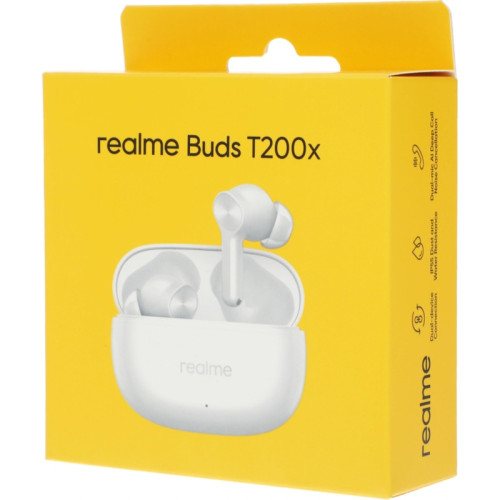 Гарнитура внутриканальные Realme Buds T200x белый беспроводные bluetooth в ушной раковине (6941764461710) Гарнитура внутриканальные Realme Buds T200x белый беспроводные bluetooth в ушной раковине (6941764461710)