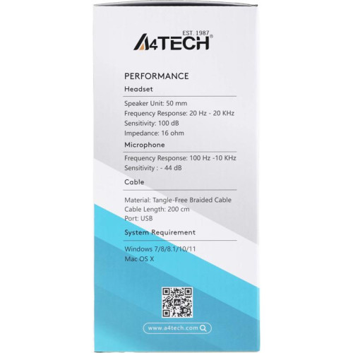 Наушники с микрофоном A4Tech Fstyler FH300U черный 2м мониторные USB оголовье (FH300U BLACK)