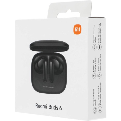 Гарнитура внутриканальные Xiaomi Redmi Buds 6 черный беспроводные bluetooth в ушной раковине (BHR9251GL)