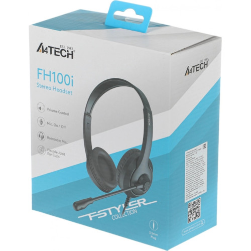 Наушники с микрофоном A4Tech Fstyler FH100i черный 1.8м накладные оголовье (FH100I (STONE BLACK))