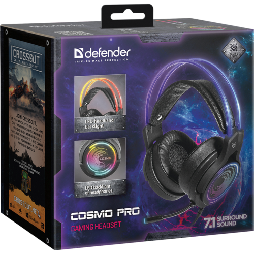 Defender Игровая гарнитура Cosmo PRO объемный звук 7.1, RGB, 2.1 м Defender Игровая гарнитура Cosmo PRO объемный звук 7.1, RGB, 2.1 м