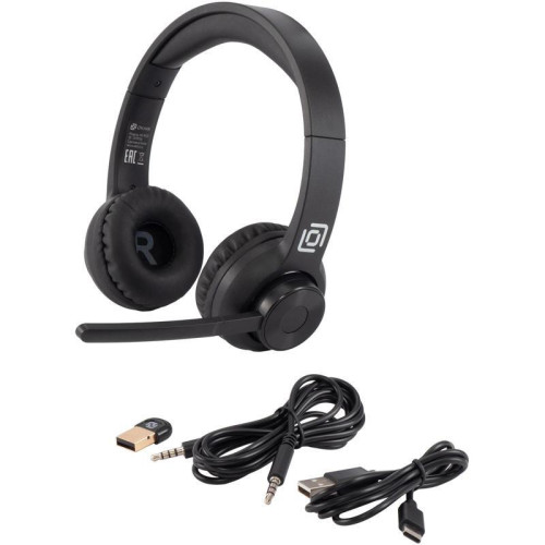 Наушники с микрофоном Оклик HS-M310 черный 1.5м накладные BT оголовье (1978706)