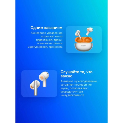 Гарнитура внутриканальные Realme Buds Air 6 серебристый беспроводные bluetooth в ушной раковине (631209000121)
