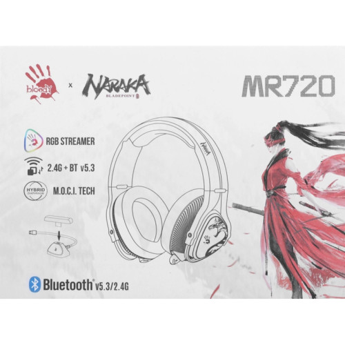 Наушники с микрофоном A4Tech Bloody MR720 белый/красный мониторные BT/Radio оголовье (MR720 NARAKA) Наушники с микрофоном A4Tech Bloody MR720 белый/красный мониторные BT/Radio оголовье (MR720 NARAKA)