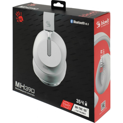 Наушники накладные A4Tech Bloody MH390 белый беспроводные bluetooth оголовье (MH390 WHITE)