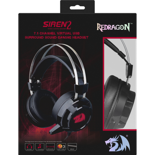 Redragon Игровая гарнитура Siren 2 объемный звук 7.1, кабель 2 м Redragon Игровая гарнитура Siren 2 объемный звук 7.1, кабель 2 м