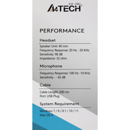 Наушники с микрофоном A4Tech Fstyler FH150U белый/серый 2м накладные USB оголовье (FH150U WHITE)