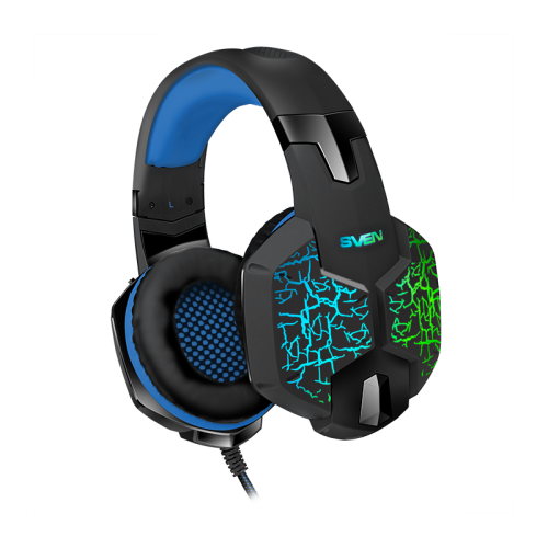 Игровые стереонаушники с микрофоном SVEN AP-U980MV, черный-синий (USB, LED, 7.1) Игровые стереонаушники с микрофоном SVEN AP-U980MV, черный-синий (USB, LED, 7.1)