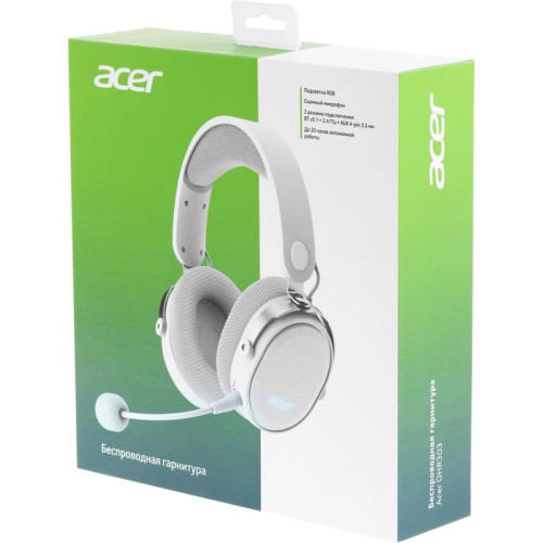 Наушники с микрофоном Acer OHR303 белый мониторные BT/Radio/3.5mm оголовье (ZL.HDSEE.00A)