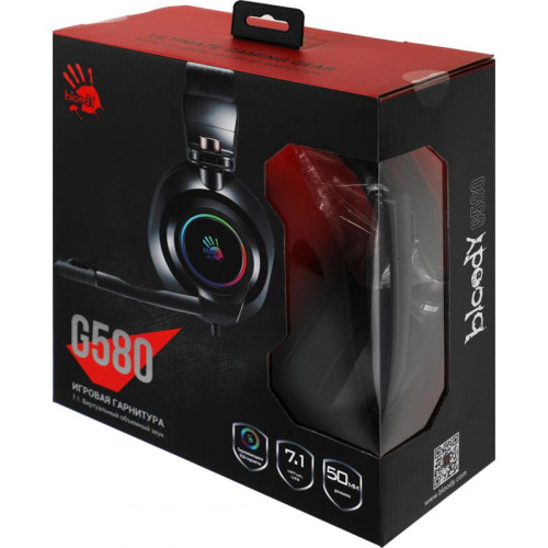 Наушники с микрофоном A4Tech Bloody G580 черный 2м мониторные USB оголовье (G580 USB /BLACK)