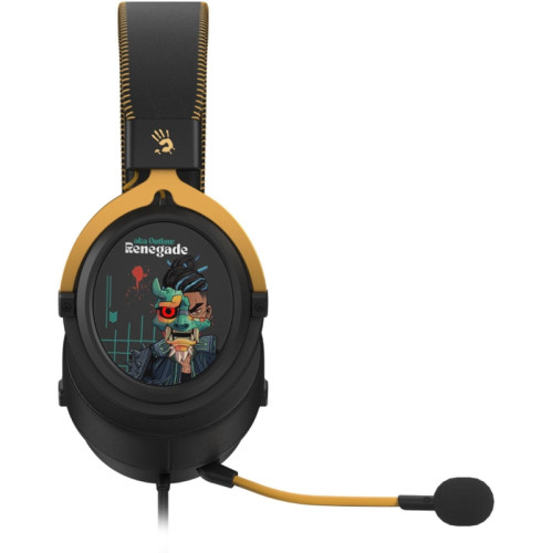 Наушники с микрофоном A4Tech Bloody M595 Renegade желтый/рисунок 2.3м мониторные USB оголовье (M595)