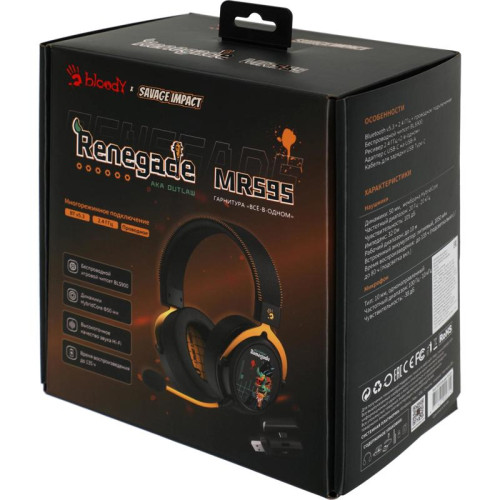 Наушники с микрофоном A4Tech Bloody MR595 Renegade черный/рисунок мониторные BT/Radio оголовье (MR595)