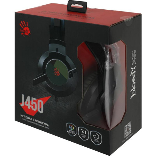 Наушники с микрофоном A4Tech Bloody J450 черный/зеленый 1.8м мониторные оголовье (J450)