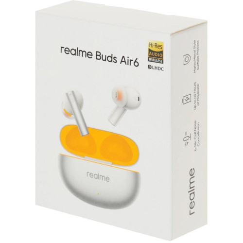 Гарнитура внутриканальные Realme Buds Air 6 серебристый беспроводные bluetooth в ушной раковине (631209000121)