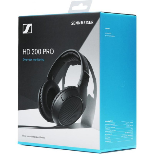 Наушники мониторные Sennheiser HD 200 PRO 2м черный проводные оголовье (507182)
