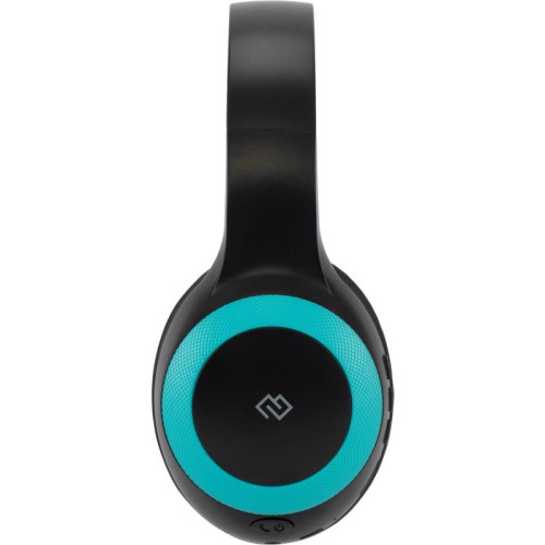 Гарнитура накладные Digma BT-15 черный/голубой беспроводные bluetooth оголовье (BT-15BLB)