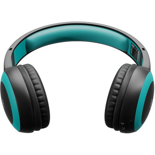 Гарнитура накладные Digma BT-15 черный/голубой беспроводные bluetooth оголовье (BT-15BLB)