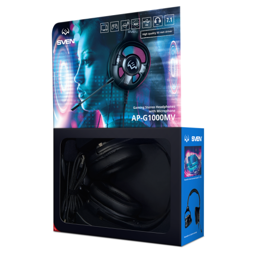 Игровые наушники с микрофоном SVEN AP-U1100MV, черный (USB, RGB, 7.1)