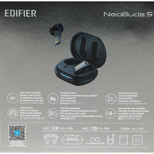 Гарнитура внутриканальные Edifier NeoBuds S черный беспроводные bluetooth в ушной раковине