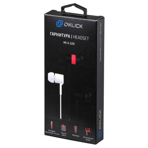 Гарнитура внутриканальные Oklick HS-S-220 1.1м белый проводные в ушной раковине (D2W) Гарнитура внутриканальные Oklick HS-S-220 1.1м белый проводные в ушной раковине (D2W)