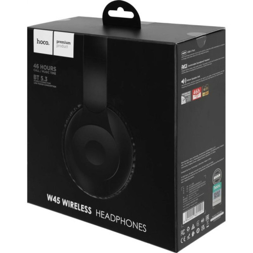 Наушники накладные Hoco Enjoy W45 черный беспроводные bluetooth оголовье Наушники накладные Hoco Enjoy W45 черный беспроводные bluetooth оголовье
