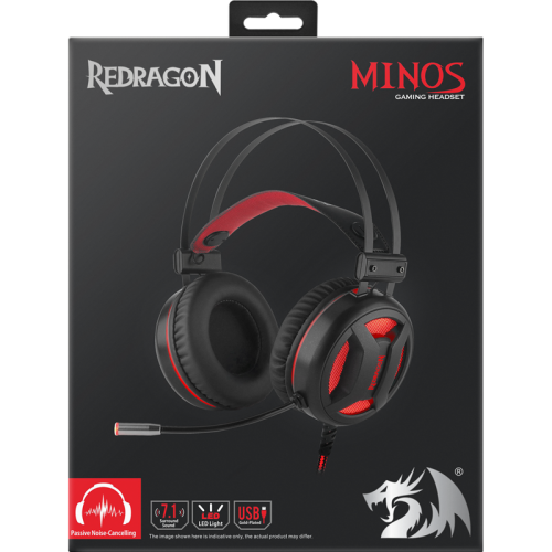 Redragon Игровая гарнитура Minos красный + черный, кабель 2 м Redragon Игровая гарнитура Minos красный + черный, кабель 2 м