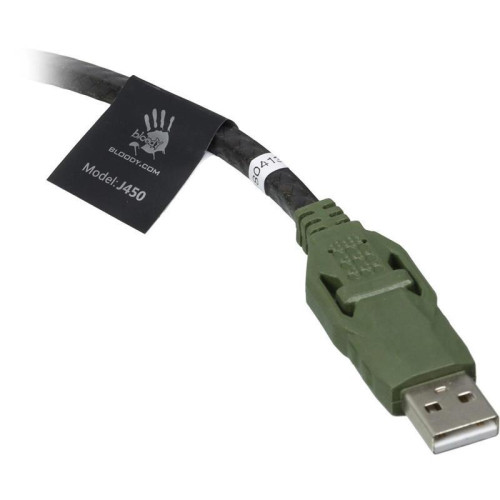 Наушники с микрофоном A4Tech Bloody J450 черный/зеленый 1.8м мониторные оголовье (J450)