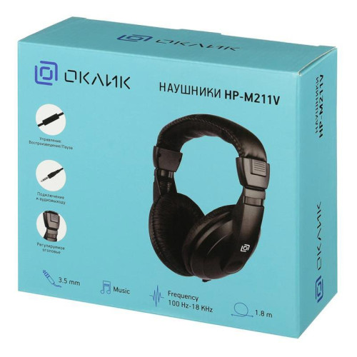 Наушники мониторные Oklick HP-M211V 1.8м черный проводные оголовье (HP-M211VB)