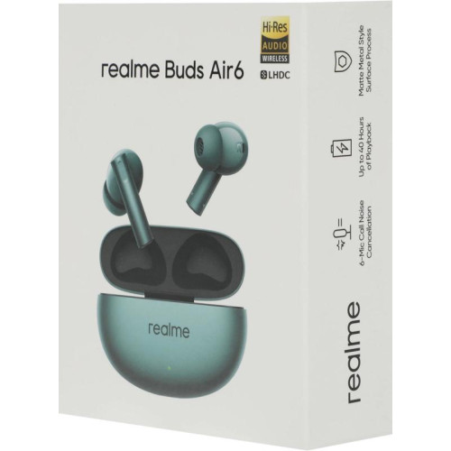 Гарнитура внутриканальные Realme Buds Air 6 зеленый беспроводные bluetooth в ушной раковине (631209000124)