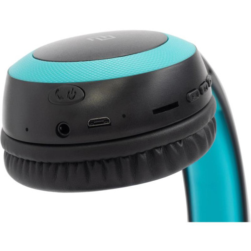 Гарнитура накладные Digma BT-15 черный/голубой беспроводные bluetooth оголовье (BT-15BLB)