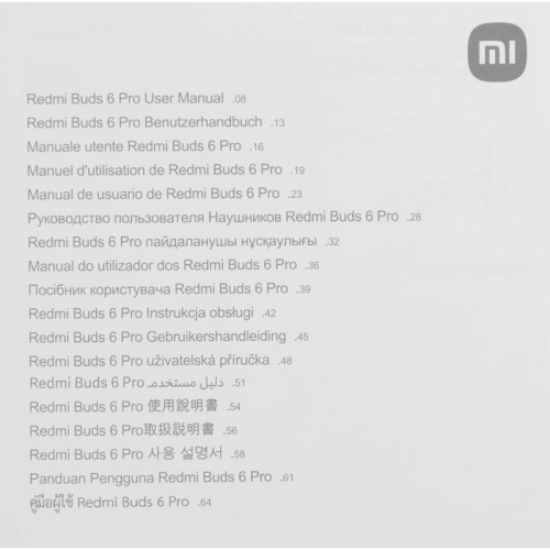Гарнитура внутриканальные Xiaomi Redmi Buds 6 Pro черный беспроводные bluetooth в ушной раковине (BHR9307GL)