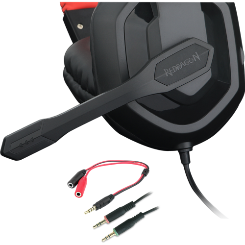 Redragon Игровая гарнитура Ares красный + черный, кабель 2 м Redragon Игровая гарнитура Ares красный + черный, кабель 2 м