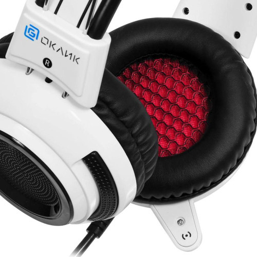 Наушники с микрофоном Oklick HS-G300 ARMAGEDDON белый/черный 2.2м мониторные оголовье (361558)
