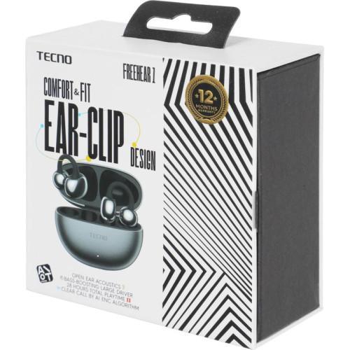 Гарнитура Tecno OW01 серый беспроводные bluetooth клипса (OW01 GREY)