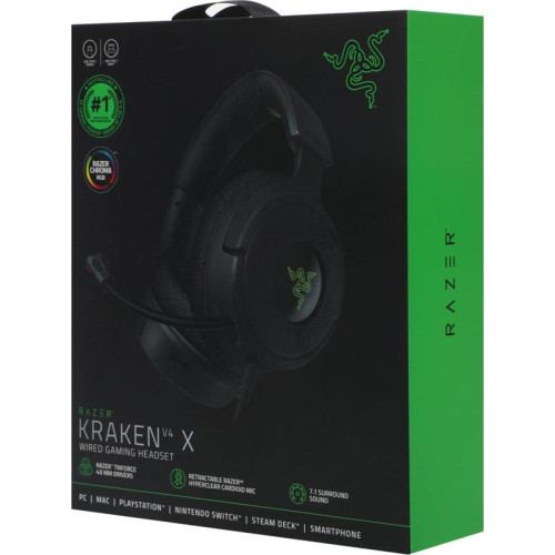 Наушники с микрофоном Razer Kraken V4 X черный 2.0м мониторные USB оголовье (RZ04-05180100-R3M1)