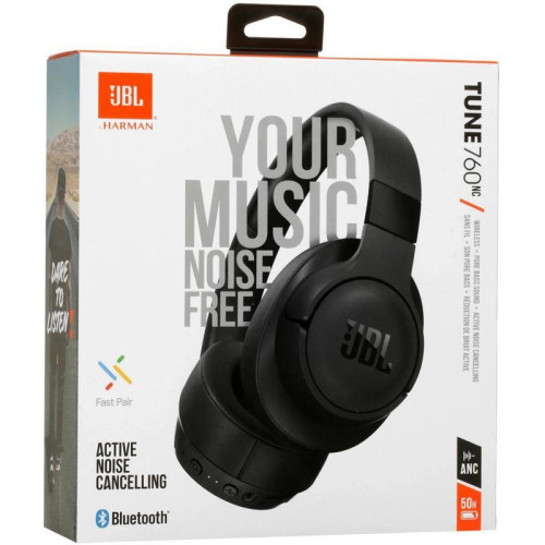 Гарнитура мониторные JBL Tune 760NC 1.2м черный беспроводные bluetooth оголовье (JBLT760NCBLK)