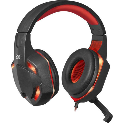 Наушники с микрофоном Defender Warhead G-370 черный/красный 2м накладные оголовье (64037)