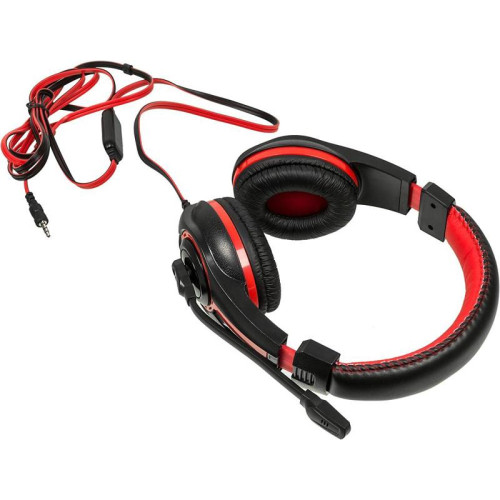 Наушники с микрофоном Оклик HS-L200 черный/красный 2.2м накладные оголовье (359484)