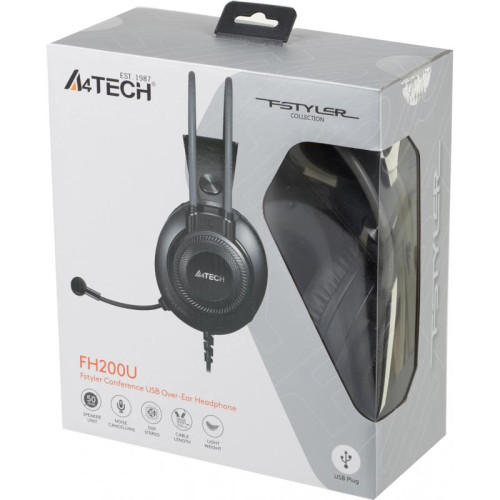 Наушники с микрофоном A4Tech Fstyler FH200U серый 2м накладные USB оголовье (FH200U GREY)