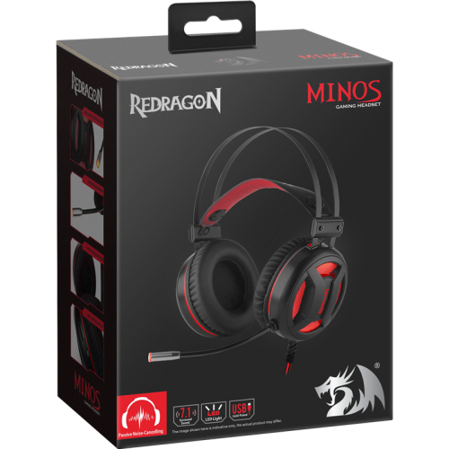 Redragon Игровая гарнитура Minos красный + черный, кабель 2 м