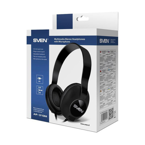 Наушники с микрофоном Sven AP-310M черный 1.2м накладные оголовье (SV-015312)