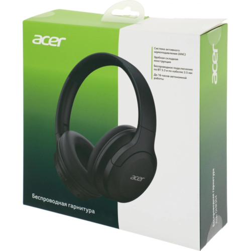 Наушники с микрофоном Acer OHR304 черный мониторные BT оголовье (ZL.HDSEE.00B)