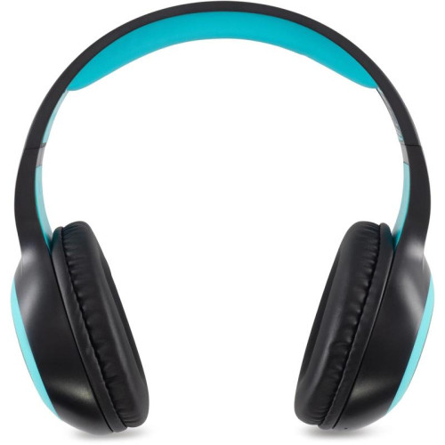 Гарнитура накладные Digma BT-15 черный/голубой беспроводные bluetooth оголовье (BT-15BLB)