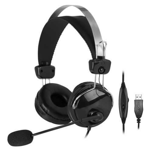 Наушники с микрофоном A4Tech HU-7P черный 2м накладные USB оголовье Наушники с микрофоном A4Tech HU-7P черный 2м накладные USB оголовье