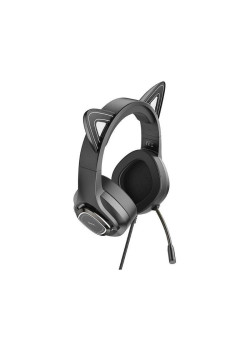 Наушники с микрофоном Hoco W107 Cute cat черный 2м мониторные USB оголовье (W107)