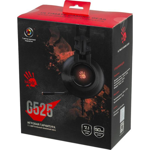 Наушники с микрофоном A4Tech Bloody G525 черный 2м мониторные оголовье (G525 BLACK)