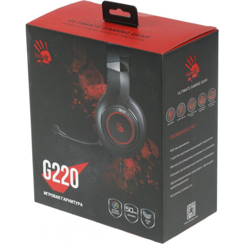 Наушники с микрофоном A4Tech Bloody G220 черный 2м мониторные оголовье (G220 AUX3.5-4PIN + USB)