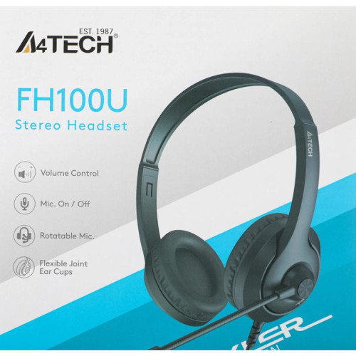 Наушники с микрофоном A4Tech Fstyler FH100U черный 2м накладные USB оголовье (FH100U (STONE BLACK))