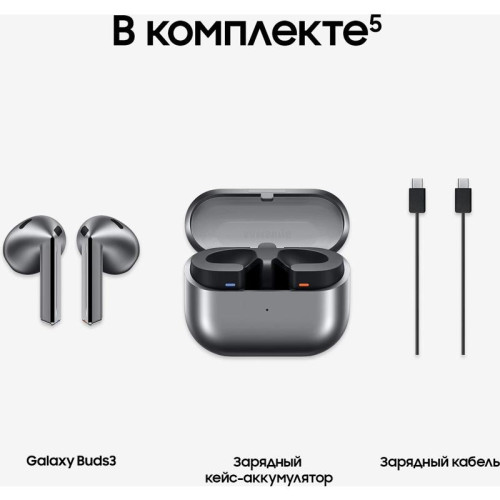 Гарнитура Samsung Galaxy Buds 3 серебристый беспроводные bluetooth (SM-R530NZAACIS)