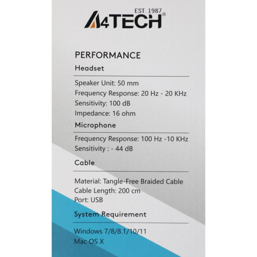 Наушники с микрофоном A4Tech Fstyler FH300U белый 2м мониторные USB оголовье (FH300U WHITE)